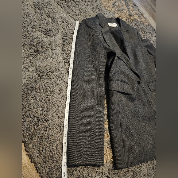 Calvin Klein Womens Petites Herringbone One-Button Blazer Black-Ivory Sz 8 - Picture 8 of 11